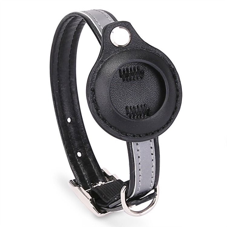 

For Airtag Tracker Protective Cover Pet PU Collar, Specification: XS(Black)