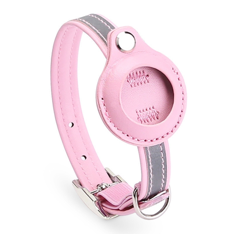 

For Airtag Tracker Protective Cover Pet PU Collar, Specification: M(Pink)