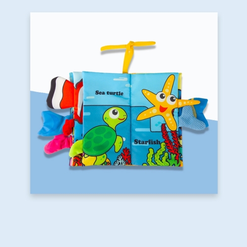 

Baby Early Education Three-dimensional Tail Cloth Book Toddler Toy Book Ocean World (6 Pages)