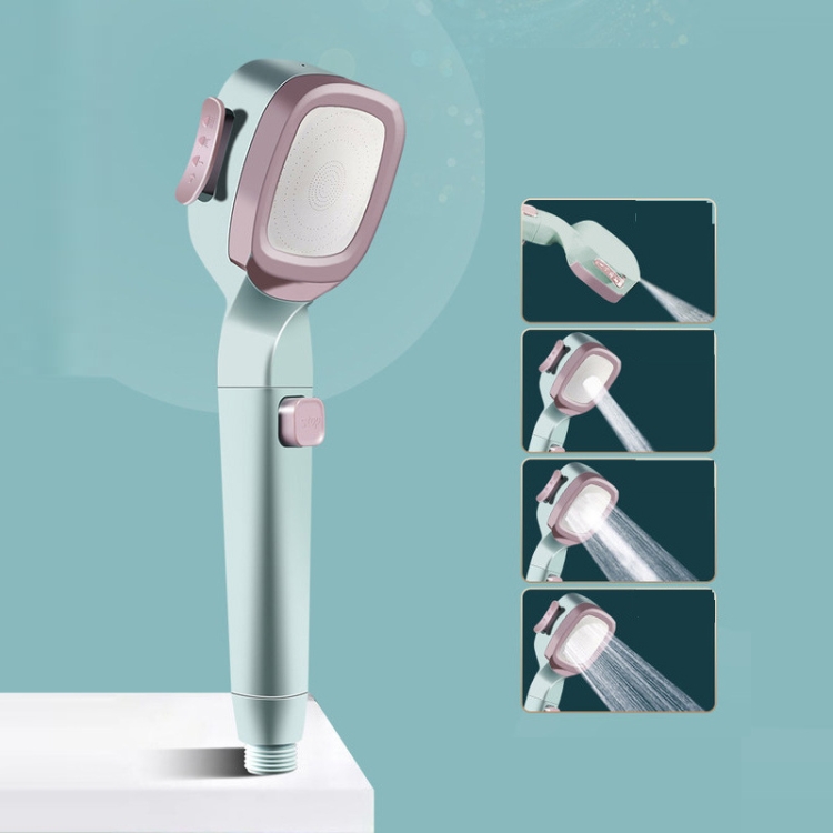 

Pressurized Shower Head Four-speed Handheld Shower Set,Style: Pink Blue