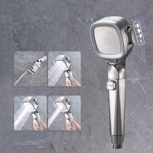 

Pressurized Shower Head Four-speed Handheld Shower Set,Style: Electroplating Silver