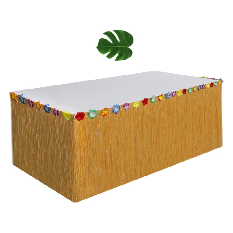 

2 Sets Hawaiian Tassel Table Skirt Simulation Turtle Leaf Festival Party Scene Table Arrangement Props