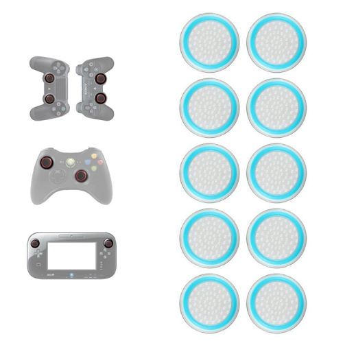 

10 PCS Gamepad Silicone Luminous Button Cap Rocker Cap For PS5/PS4/PS3/ONE/360/PRO/series X/S(Transparent Blue Circle)