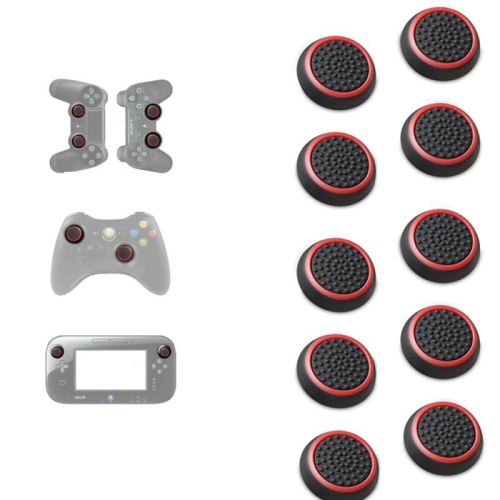 

10 PCS Gamepad Silicone Luminous Button Cap Rocker Cap For PS5/PS4/PS3/ONE/360/PRO/series X/S(Black Red Circle)