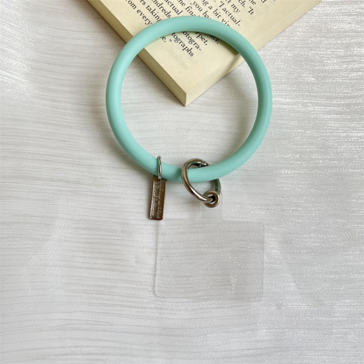 

3 PCS Phone Case Silicone Bracelet Keychain Anti-fall Phone Lanyard with Patch(Mint Green)