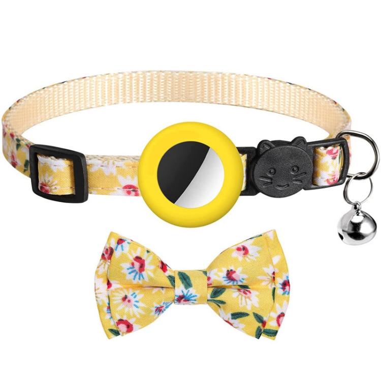 

Anti-Lost Printed Bow Pet Collar with Bell for AirTag(Yellow)