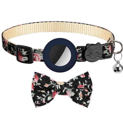 

Anti-Lost Printed Bow Pet Collar with Bell for AirTag(Deep Blue)