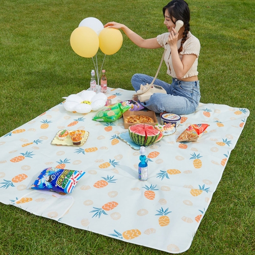 

Picnic Mat Spring Outing Waterproof Portable Mat Outdoor Thickened Picnic Cloth, Size: 200x200cm(Pineapple)