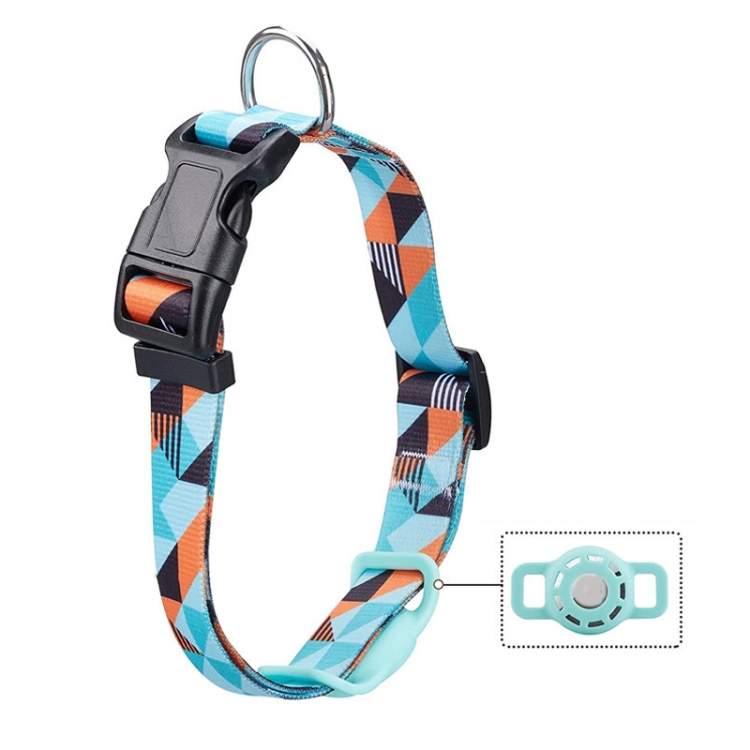 

Geometric Print Ethnic Pet Collar for AirTag, Specification: L( Mint Green)