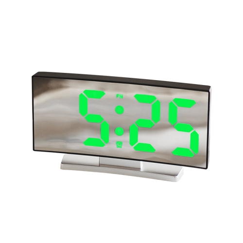 

669 Multifunctional LED Curved Screen Desktop Electronic Clock(Black Shell Green Light)