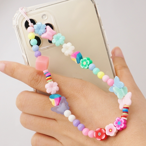 

2 PCS 6mm Acrylic Color Beads Flower Butterfly Soft Pottery Phone Chain