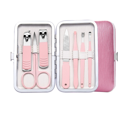 

Stainless Steel Nail Clipper Set Beauty Eyebrow Trimmer, Color: 7 PCS/Set (Pink)
