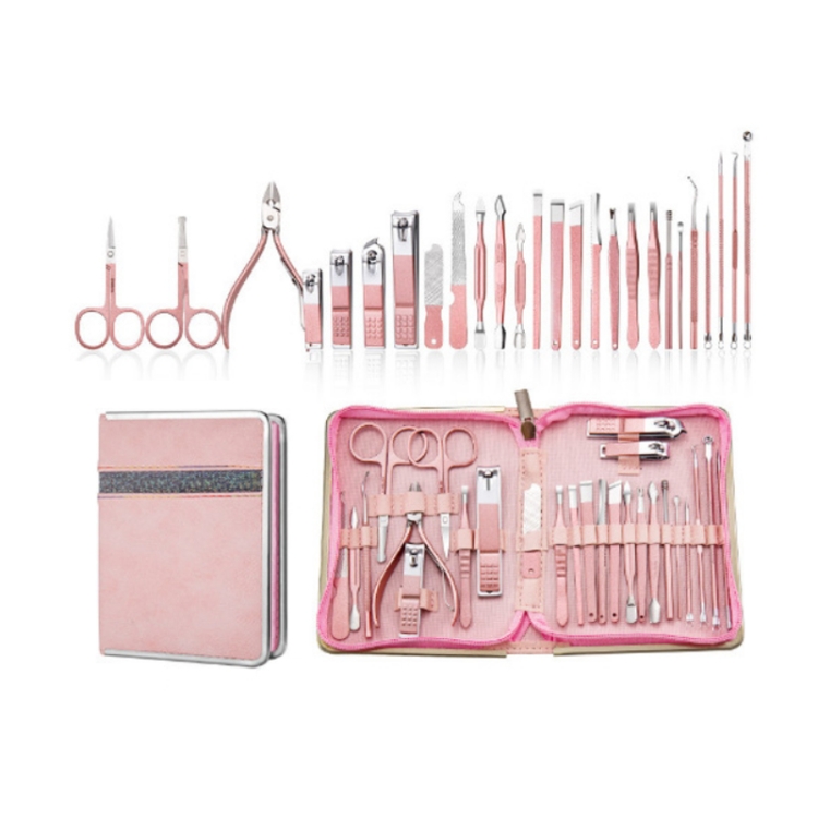 

Stainless Steel Nail Clipper Set Beauty Eyebrow Trimmer, Color: 26 PCS/Set Rose Gold
