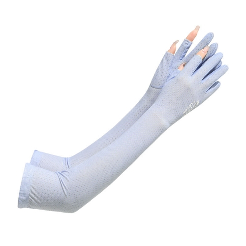 Free Code Summer Ice Silk Thin Sunscreen Gloves Fishing Non-slip Takeaway  Rider Gloves(Half Finger Gray)