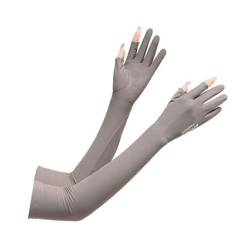 1 คู่ Summer Icy Sleeves Driving Sunscreen Arm Guards Anti Uv Ice Silk Gloves ขนาด One Code สีเทา 2003