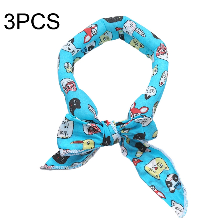 

3 PCS Summer Cooling Bandana Neck Wraps Scarf For Women Men Kids Pet, Color: Blue Bottom Cat