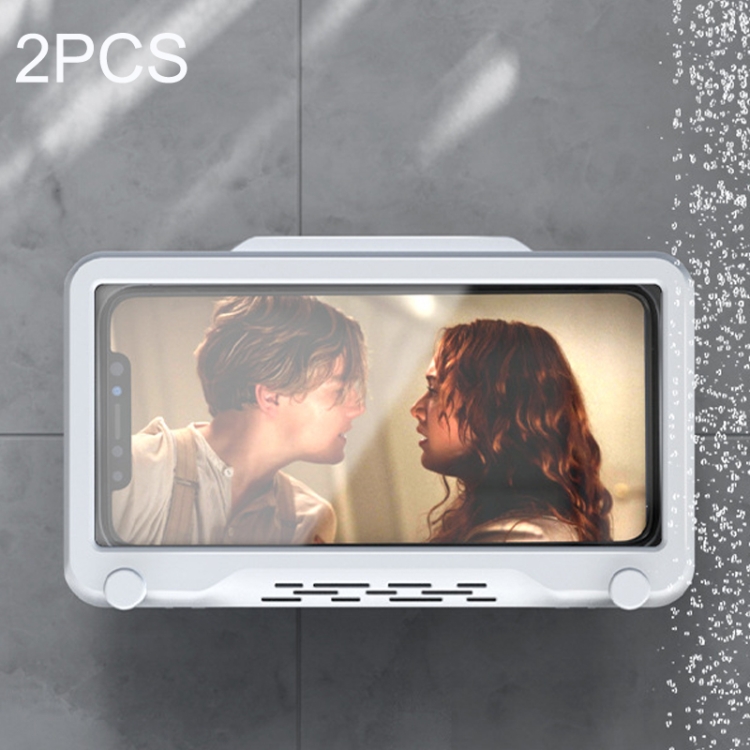 

2PCS No Punching Toilet Wall Bathroom Waterproof Mobile Phone Case(Element White)