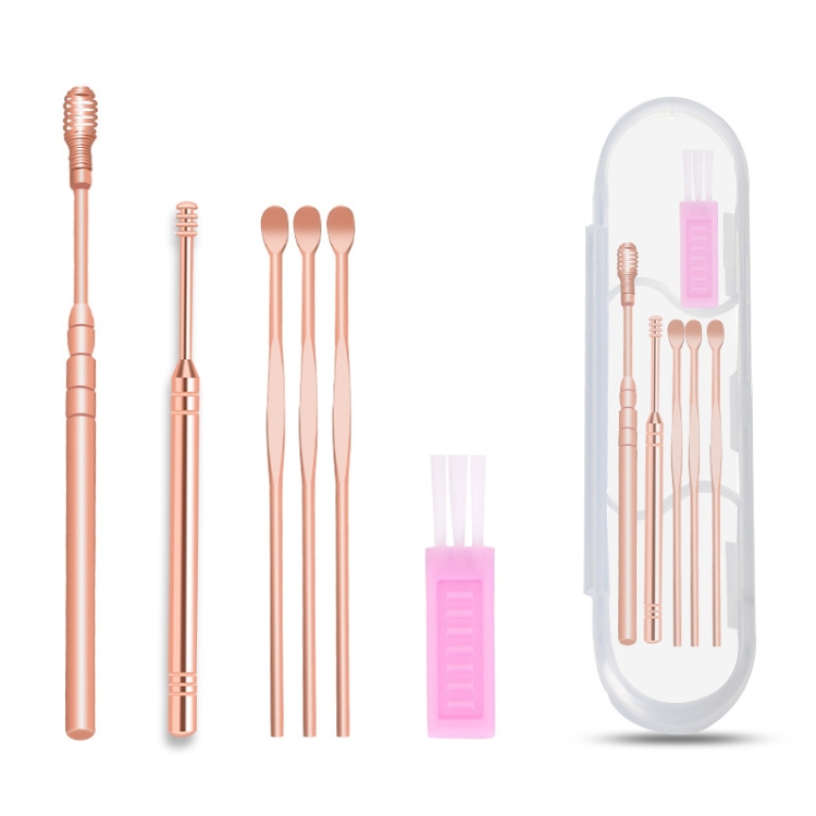 

2 PCS Stainless Steel Ear Picking Tool Set, Quality: 6 PCS/Set Rose Gold