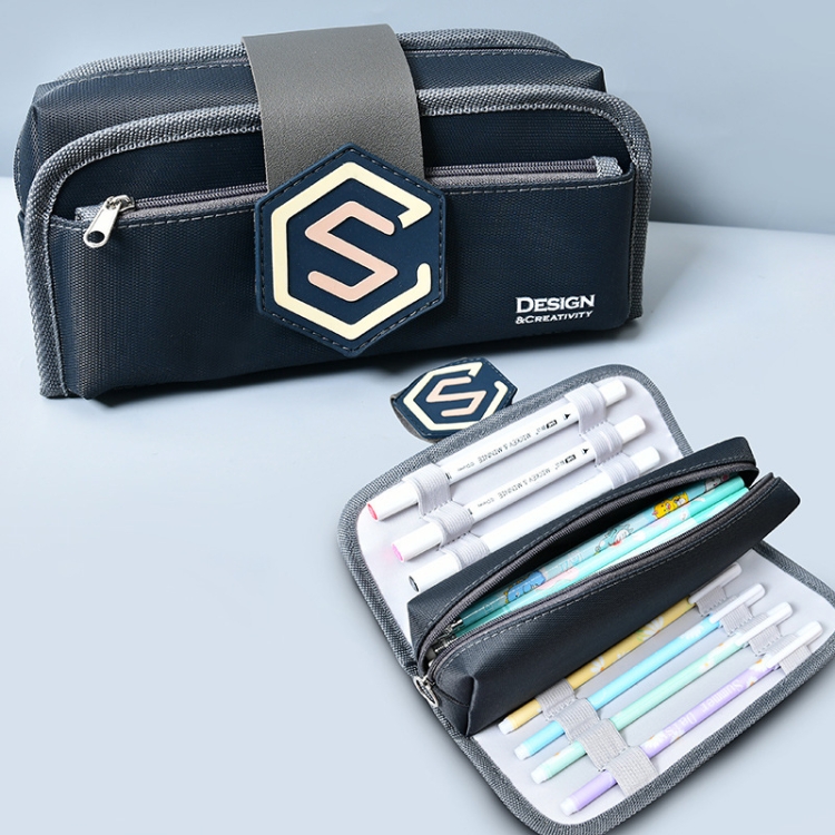 

Detachable Simple Canvas Pencil Case Large Capacity Pencil Bag(Gray )