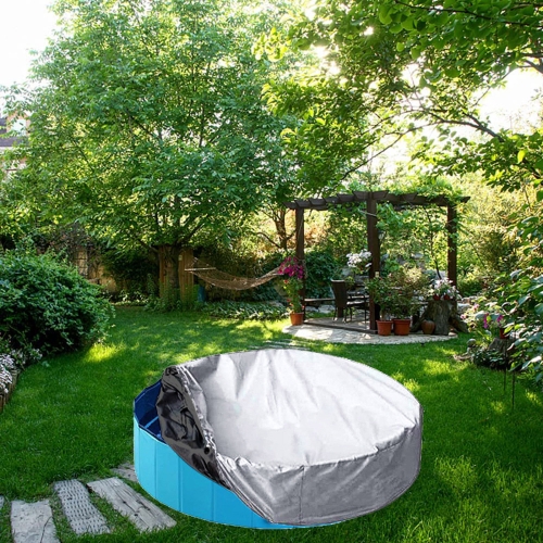 

Foldable Round Sunscreen Dustproof Swimming Pool Cover, Specification: Silver+Black 82x30cm