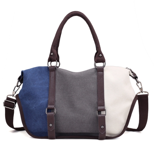 

T-1060 Colorblock Waterproof Canvas Tote Crossbody Bag, Color: Navy Blue