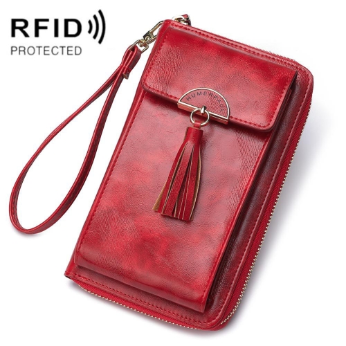 

HUMERPAUL DG1012 Retro Women Small Shoulder Bag RFID Anti-Theft Brush Hand Bag(Red)