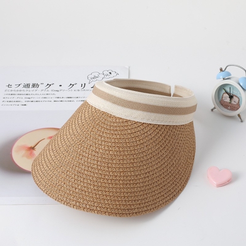 

Parent-child Beach Sun Protection Empty Top Sunshade Straw Hat, Color: For Kids (Coffee)