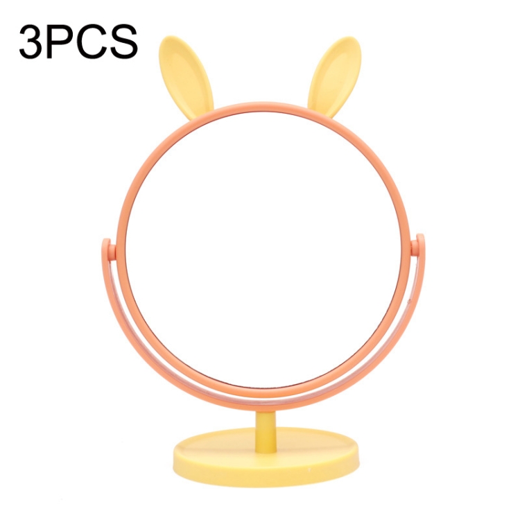 

3PCS A9-1-5 HD Desktop Makeup Mirror Student Dormitory Portable Mirror, Style: Rabbit Ear (Orange)