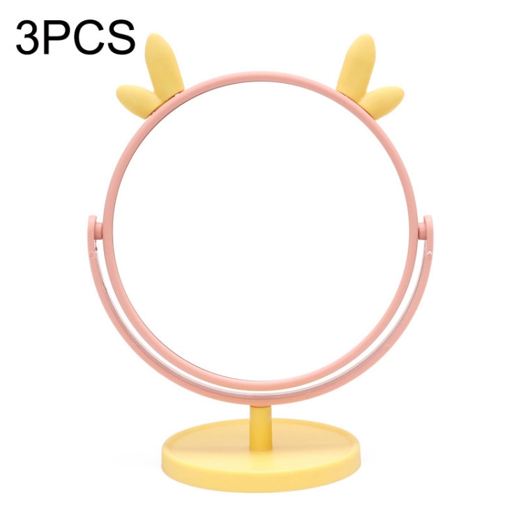 

3PCS A9-1-5 HD Desktop Makeup Mirror Student Dormitory Portable Mirror, Style: Deer Ear (Orange)