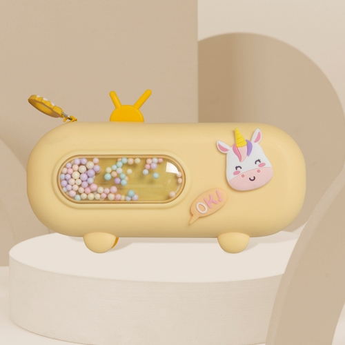 

Bubble Machine Shape Pencil Bag Large Capacity Cartoon Silicone Stationery Box(Yellow)