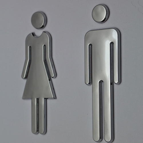 

2 PCS 20cm 3D DIY Man & Woman Toilet Sticker WC Door Sign Decals Toilet Signs(Silver)