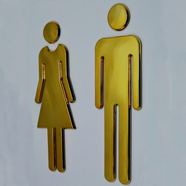 Acrylic Toilet Door Sign – Woman & Man Restroom WC Wall Sticker Art Deco Style