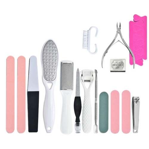 DT17-1 17 In 1 Pedicure Kit Foot File And Grinder Exfoliating Manicure And Pedicure Tools(White)