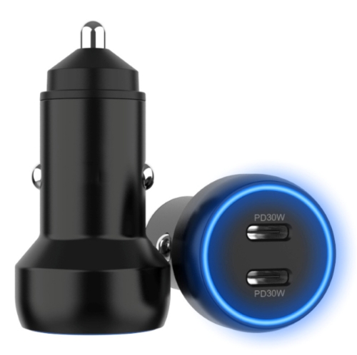 

IBD352 Aluminum Alloy Dual Interface Car Charger, Spec: PD30W+PD30W