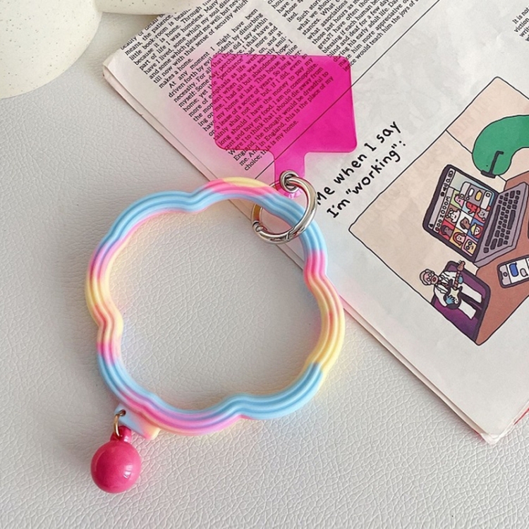 

Flower-shaped Wave Phone Case Anti-lost Keychain Silicone Bracelet(Rainbow)