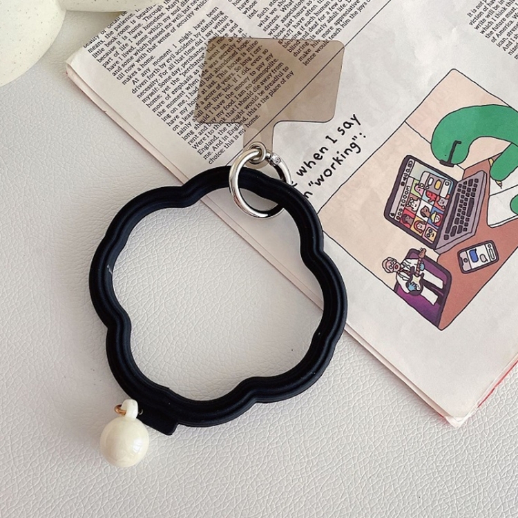 

Flower-shaped Wave Phone Case Anti-lost Keychain Silicone Bracelet(Black)