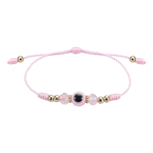 

5 PCS Devil Eye Adjustable Crystal Beaded Bracelet(Pink)