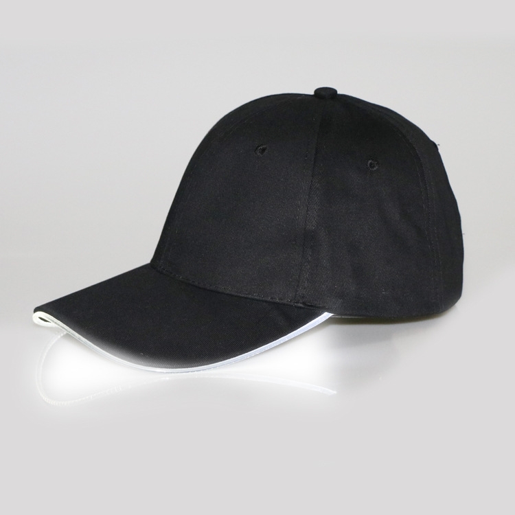 

LED Luminous Hat Luminous Running Cotton Peaked Cap(Black Hat White Light)