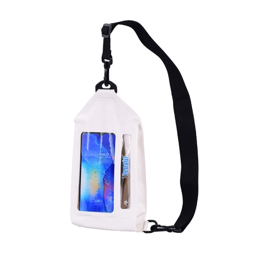 Tteoobl Swimming Waterproof Crossbody Phone Bag Touch Screen Chest Bag,Style:  Zipper Model(White)