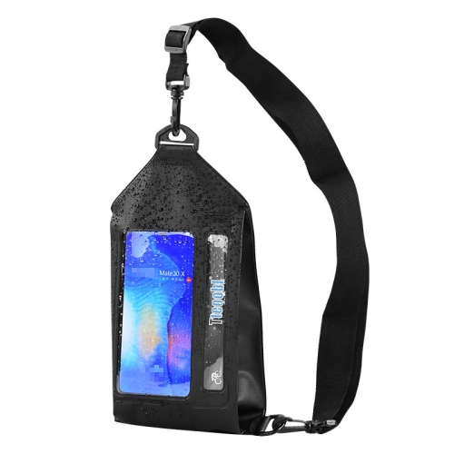 Tteoobl Swimming Waterproof Crossbody Phone Bag Touch Screen Chest Bag,Style:  Zipper Model(Black)