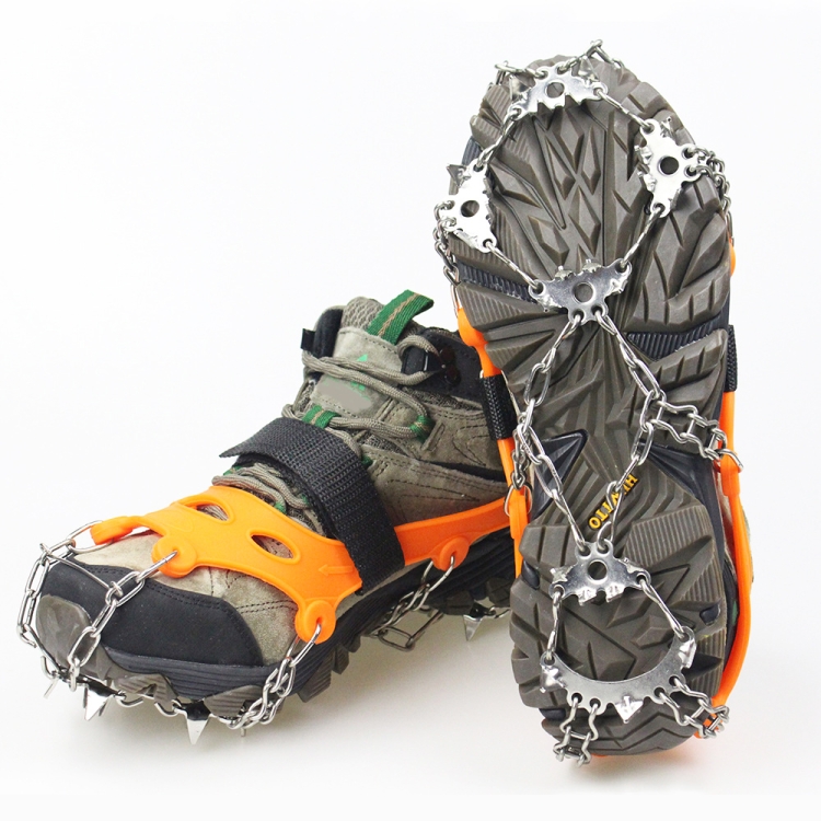 

1 Pair 23 Spikes Crampons Outdoor Winter Walk Ice Fishing Snow Shoe Spikes,Size: XL Orange