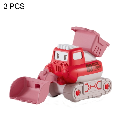 

3 PCS 7799 Pressing Inertia Forward Cartoon Children Toy Car(Red)