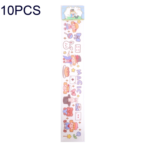 

10 PCS Washi Stickers Cartoon Circus Strip Stickers(Magic Show)