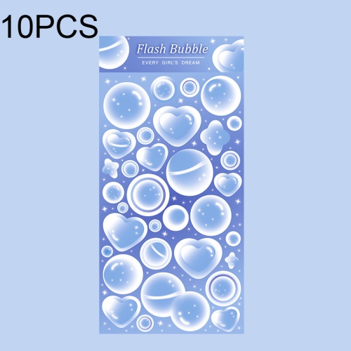

10 PCS Jelly Bubble Sticker Smudged Color Handbook Sticker(Blue)
