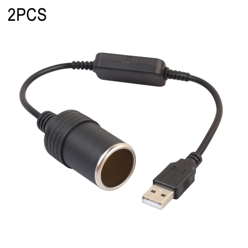 

2 PCS Car USB to Cigarette Lighter Socket 5V to 12V Boost Power Adapter Cable, Model: 1.2m