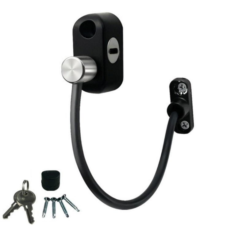 

Children High-rise Anti-fall Safety Lock Window Push Limiter, Color: Black (Special Thick)
