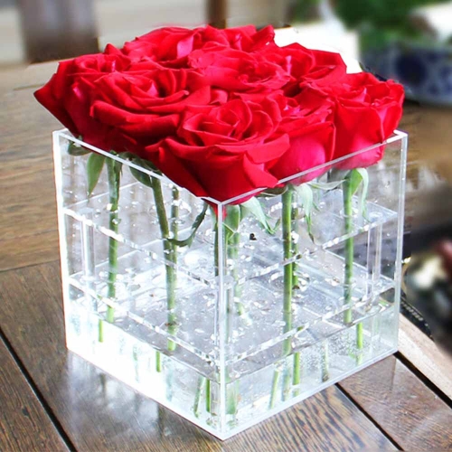 

Square Transparent Acrylic Gift Box Flower Box, Specification: 9 Holes