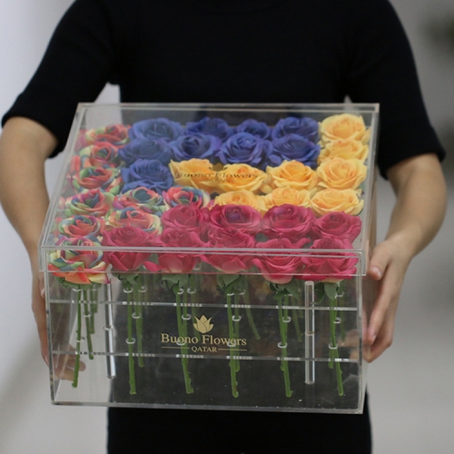 

Square Transparent Acrylic Gift Box Flower Box, Specification: 36 Holes