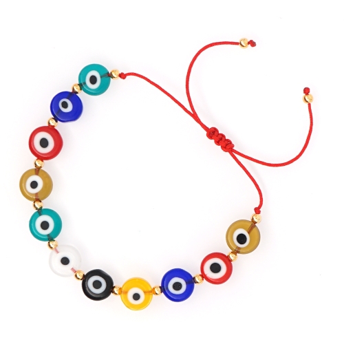 

Ethnic Colored Glass Evil Eye Ladies Bracelet, Color: Qt-B200005A
