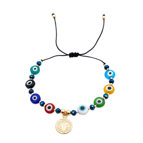 

Ethnic Colored Glass Evil Eye Ladies Bracelet, Color: Qt-B200001B